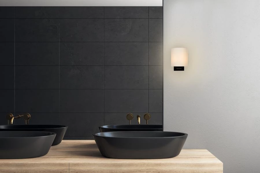 Lucide JENNO - Wall light Bathroom - 1xG9 - IP44 - Black - atmosphere 2